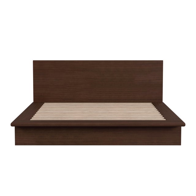 2020s Halmstad Wood Platform King Bed, Brown For Sale - Image 5 of 9