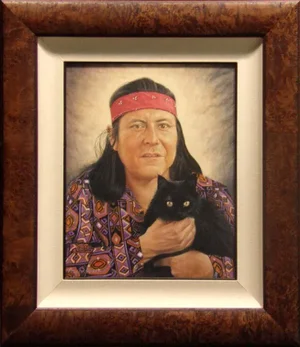 Art Pressman "Gorman and His Cat" r.c Gorman Portrait Original Oil on Canvas