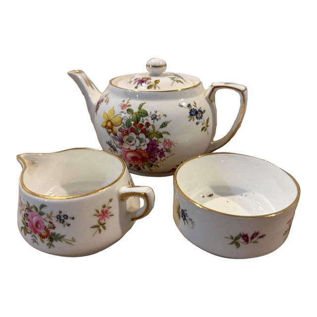 Mid 20th Century Hammersley Small Bone China Tea Set - Set of 3 For Sale