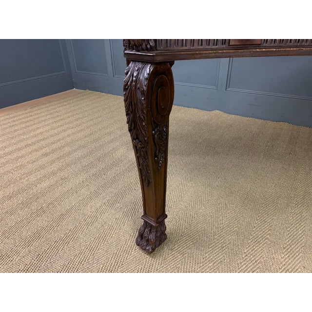 Chippendale Style Writing Table in Carved Mahogany, 1900 For Sale - Image 10 of 18