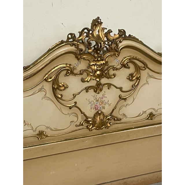 A Louis XV-style double bed dating back to the 1940s, made in Italy. The frame features elements typical of 18th-century...