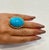 Metal 75 Ct Natural Oval Sleeping Beauty Turquoise Ring, 18 Kt Yellow Gold For Sale - Image 7 of 8