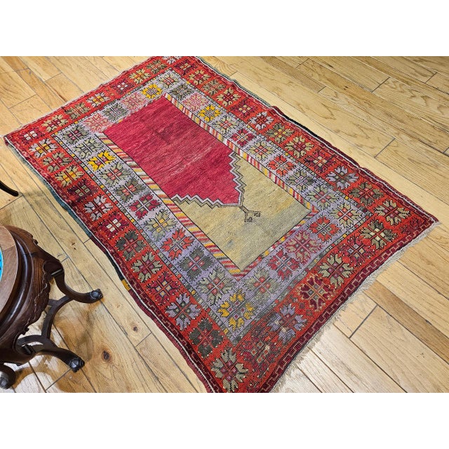 Vintage Turkish Anatolian Prayer Rug, Handwoven Wool, Early 1900s, 4' x 6' For Sale - Image 10 of 10