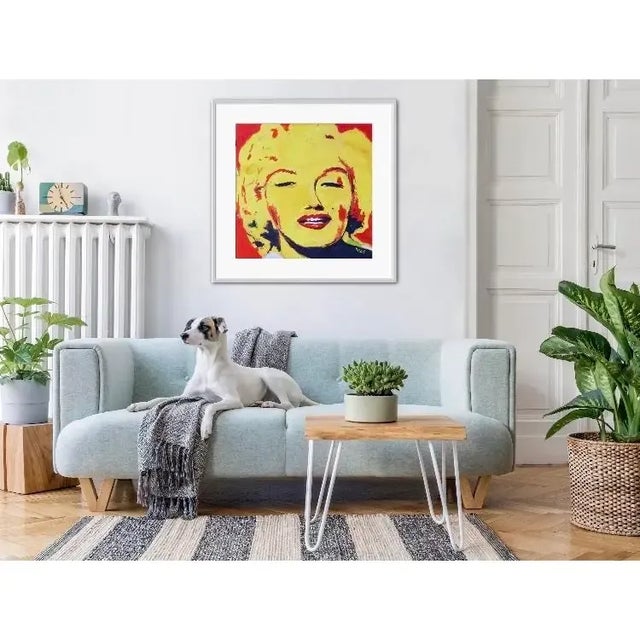 Original Pop Art Yellow and Red Portrait Oil Painting For Sale - Image 11 of 12