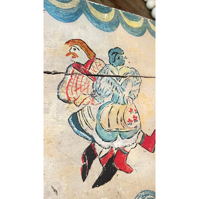 Rare Vintage Hand-Painted Wooden Folk Art Lift-Top Chest Trunk For Sale - Image 11 of 12