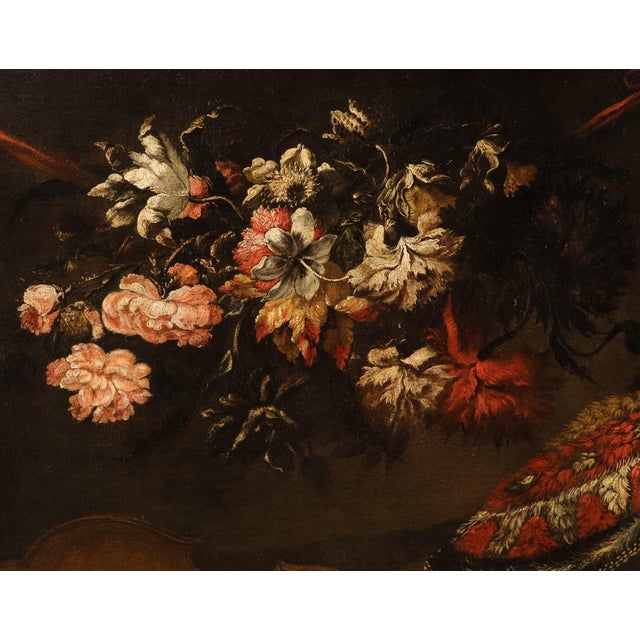 Circle of Antonio Tibaldi, Vanitas Still Life, 1700, Oil on Canvas For Sale - Image 6 of 16
