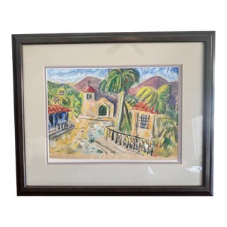 Signed by Guillermo Acevedo, C1948 Framed With Matting,. Pristine Early Peruvian Painting For Sale