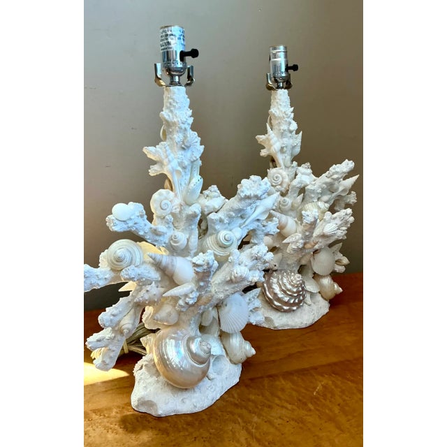 These vintage table lamps bring a sculptural coastal presence to a room, combining a convincing faux-coral plaster base...