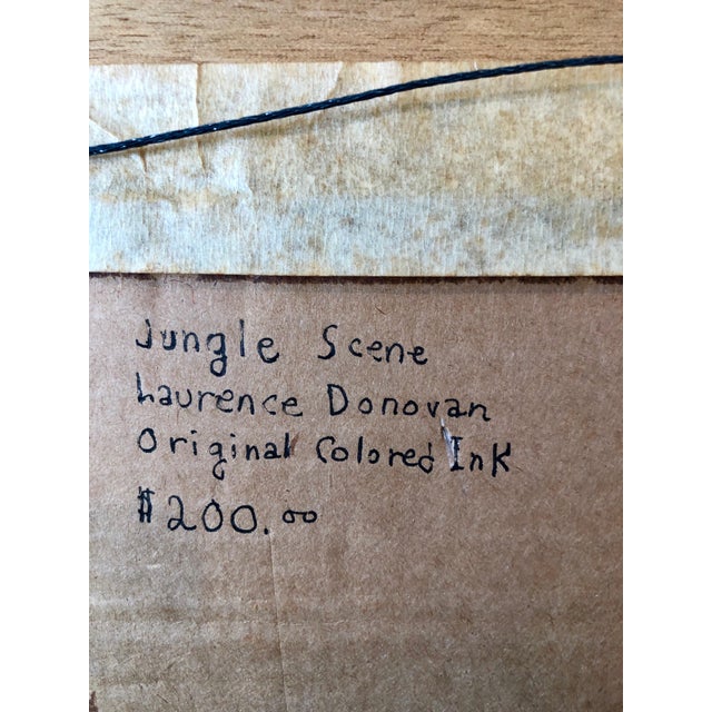 Paint Laurence Donovan, Mod Surrealist 1970's Drawing Watercolor Painting Jungle Fantasy, Unicorn, Lion, 1974 For Sale - Image 7 of 12