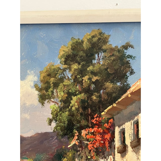 Italian Coastal Village Oil Painting, Attributed to Garelli, Mid-Century For Sale In Orlando - Image 6 of 11