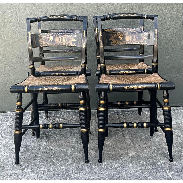 Vintage Hand Painted Hitchcock Chairs - Set of 4 For Sale - Image 9 of 12