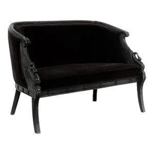 Empire Revival Lacquered Swan Neck Settee, 20th Century - A Pair