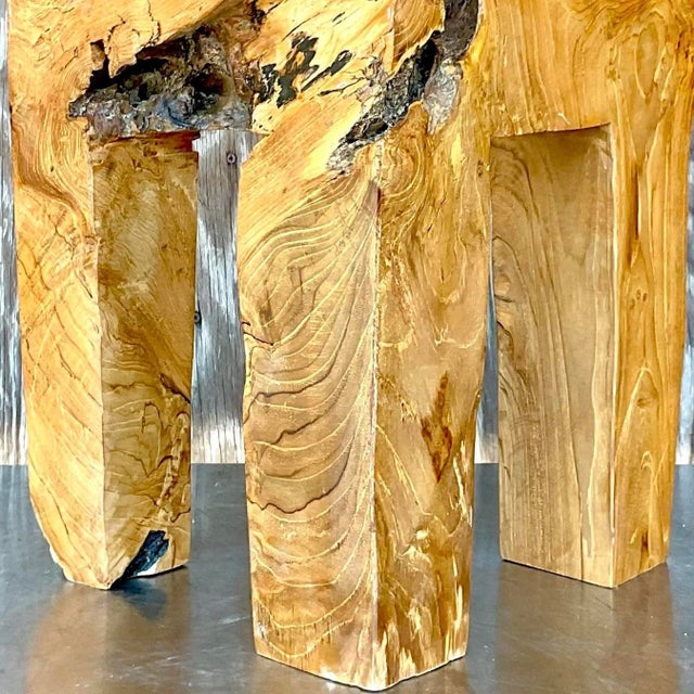 Vintage Organic Modern Sculptural Burl Wood Drinks Table For Sale - Image 11 of 13