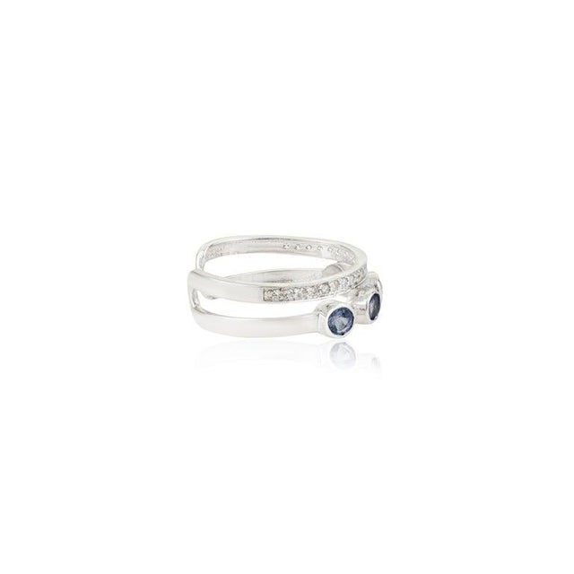 Not Yet Made - Made To Order Open Cuff Double Band Ring With Tanzanite & Zircon for Her, Size 7.5 For Sale - Image 5 of 12