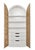 Modern, elegant arched cabinet. The main body of the cabinet is a clean, crisp white. It features a distinctive rounded,...