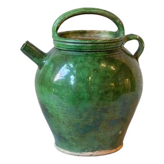 Green-Glazed Terracotta Jug, Late 19th–Early 20th Century For Sale