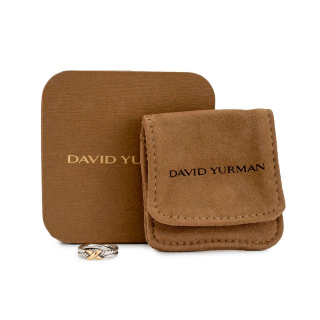 Metal David Yurman Crossover 925 Silver & 18k Yellow Gold 4 MM Petite X Band Ring, Size 4 For Sale - Image 7 of 8