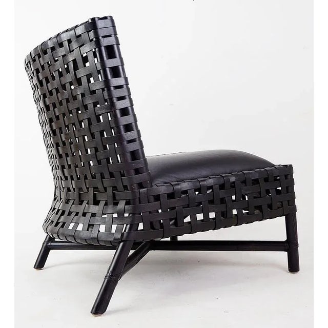Set of Black Woven Leather Lounge Chairs For Sale - Image 12 of 12