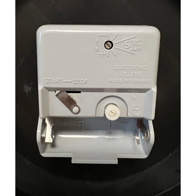 Wood Vintage Bulova Mid Century Modern Enamel Face Caning Octagon Shape Wall Clock For Sale - Image 7 of 8