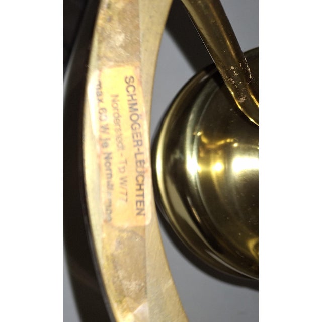 Metal Vintage Rustic German Ceiling Lamp with Brass Frame and Green Glass Shade from Schmöger-Leuchten, 1980s For Sale - Image 7 of 8