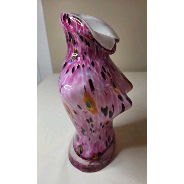 Vintage MCM Murano Style Pink With Black Speckles, Torso Vase For Sale - Image 6 of 6