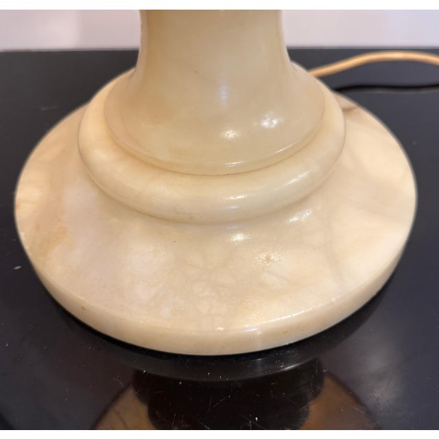 Italian Carrera Marble Table Lamp with Brass Finished Leather Shade, 1970 For Sale - Image 4 of 9