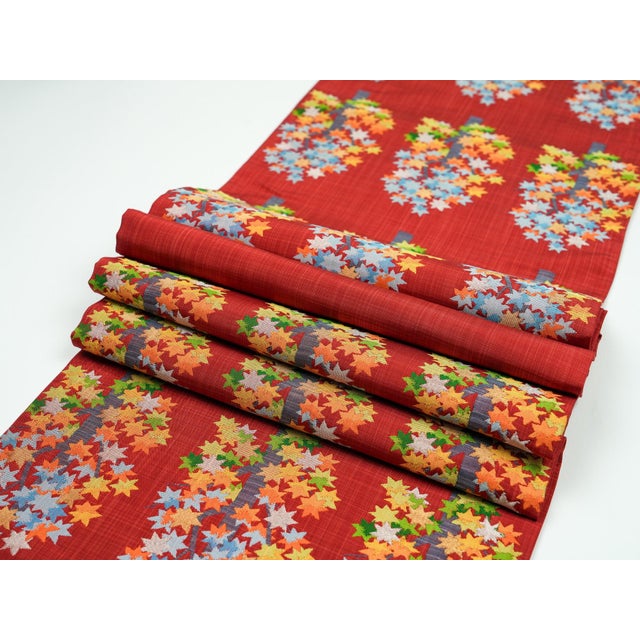 Brown Japanese Ceremonial Silk Table Runner by Renaras For Sale - Image 8 of 9