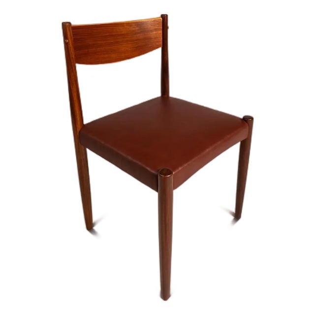 Mid-Century Danish Modern Side / Dining Chair in Teak & Leather Attributed to Poul Volther for Frem Røjle, Denmark, C. 1970s For Sale
