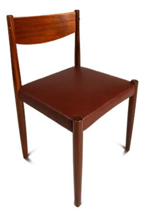 Mid-Century Danish Modern Side / Dining Chair in Teak & Leather Attributed to Poul Volther for Frem Røjle, Denmark, C. 1970s