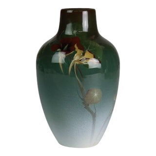 Arts & Crafts Rookwood Carl Schmidt Hand Painted Columbine Iris Glaze C1920 For Sale