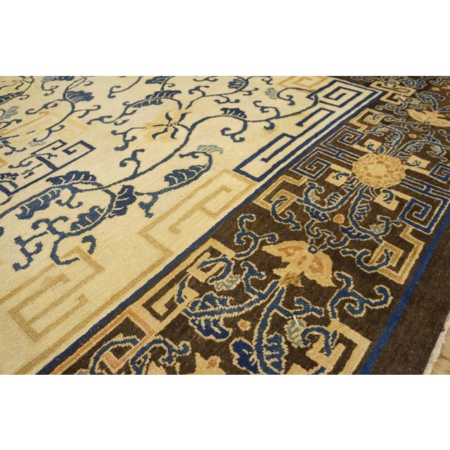 Spectacular Ivory Background Color and Brown Border With Medallion Pattern Antique Chinese Peking Rug For Sale In New York - Image 6 of 12