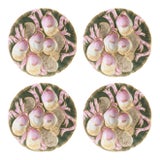 Set of 4 — Antique Carl Tielsch Ct Germany Oyster Plates — Hand-Painted, 5-Well Sculptural Mold, Martha's Vineyard Estate, c.1850 For Sale