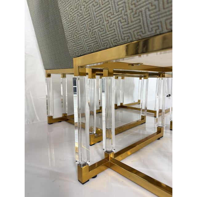 Set of 4 1980s igned Charles Hollis Jones Lucite & Brass Dining Chairs, Metric Line For Sale - Image 15 of 18