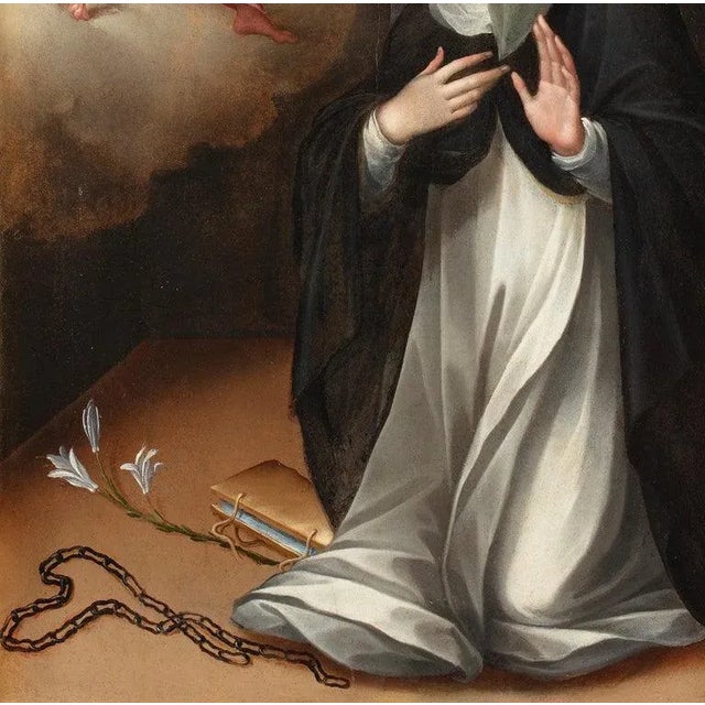 Cristofano Roncalli, Saint Catherine of Siena Chooses the Crown of Thorns, 16th Century, Oil on Panel, Framed For Sale - Image 3 of 6