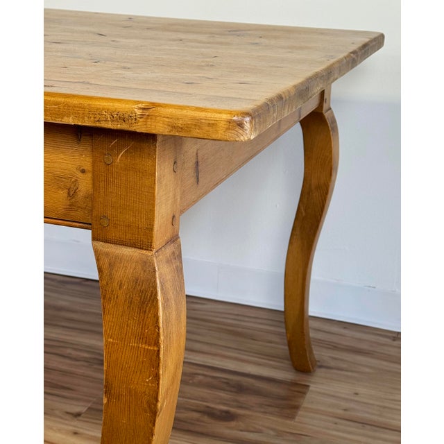 Vintage Cabriole Leg Farmhouse Style Pine Dining Table For Sale - Image 12 of 16