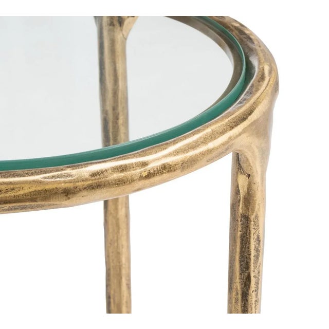 Not Yet Made - Made To Order Jessa Forged Metal Tall Round End Table - Brass For Sale - Image 5 of 8