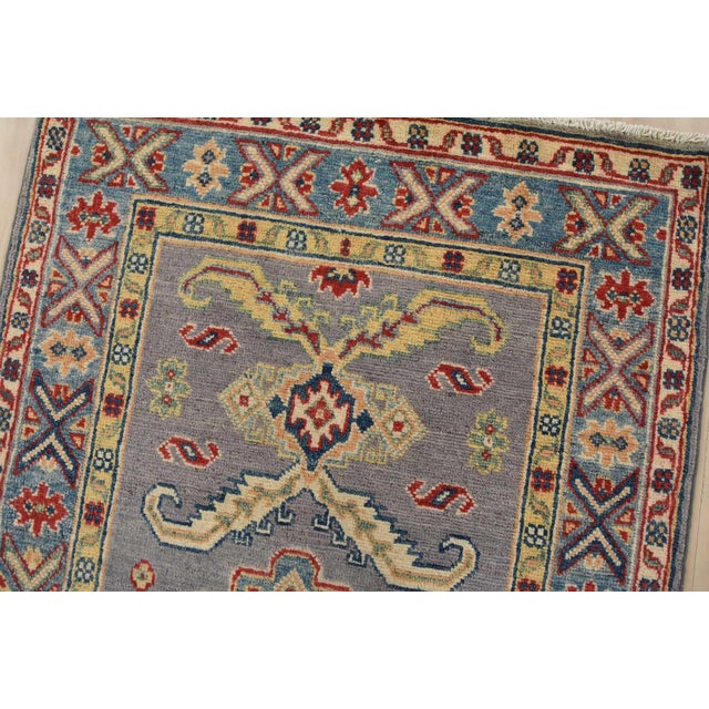 Kazak Runner 2’7” X 9’7” Gray Wool Tribal Hand-Knotted Oriental Rug For Sale In Philadelphia - Image 6 of 13