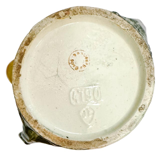 19th Century Bohemian Palissy Majolica Handled Vase With Pears For Sale - Image 12 of 12