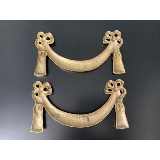 Vintage Solid Brass Wall Swags- a Pair For Sale - Image 4 of 5