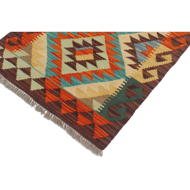 1990s 1990s Kilim Teesha Rust Brown Wool Rug - 1'11" X 3'0" For Sale - Image 5 of 7