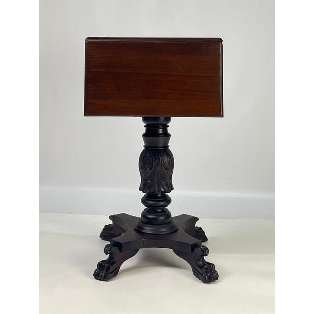 19th Century Empire Style Mahogany Drop-Leaf Work Table or Side Table For Sale - Image 12 of 18