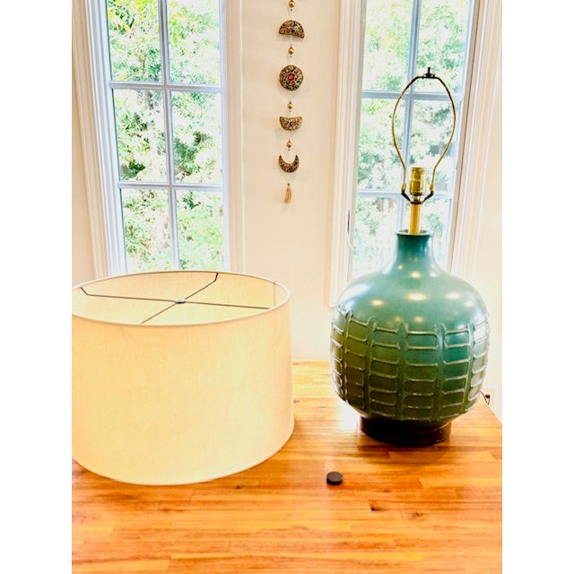 1960s 1960s David Cressey Attributed Teal Stoneware Table Lamp For Sale - Image 5 of 12