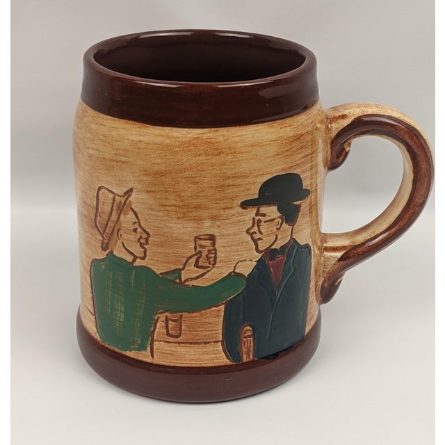 Brown Vintage Pennsbury Pottery Pennsylvania Dutch Pitcher & Mug Set - Five Pieces For Sale - Image 8 of 17