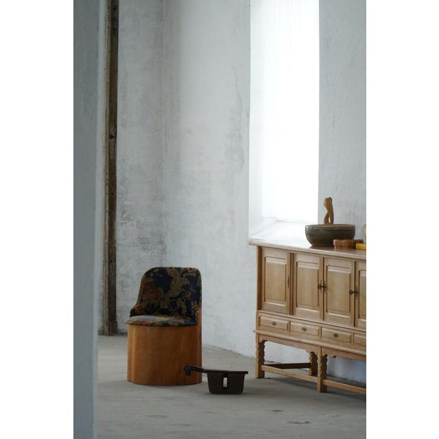 Mid-Century Swedish Pine Stump Chair / Kubstol with Floral Upholstery, 1960s For Sale - Image 12 of 18