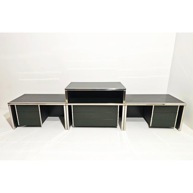 Modular Unit in Dark Green Lacquered Wood with Chromed Metal from Saporiti Italia, Italy, 1970s, Set of 4 For Sale - Image 12 of 16