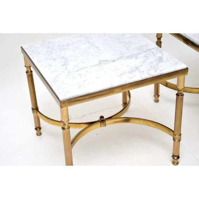 Vintage French Brass and Marble Side Tables, 1960s, Set of 2 For Sale - Image 6 of 8