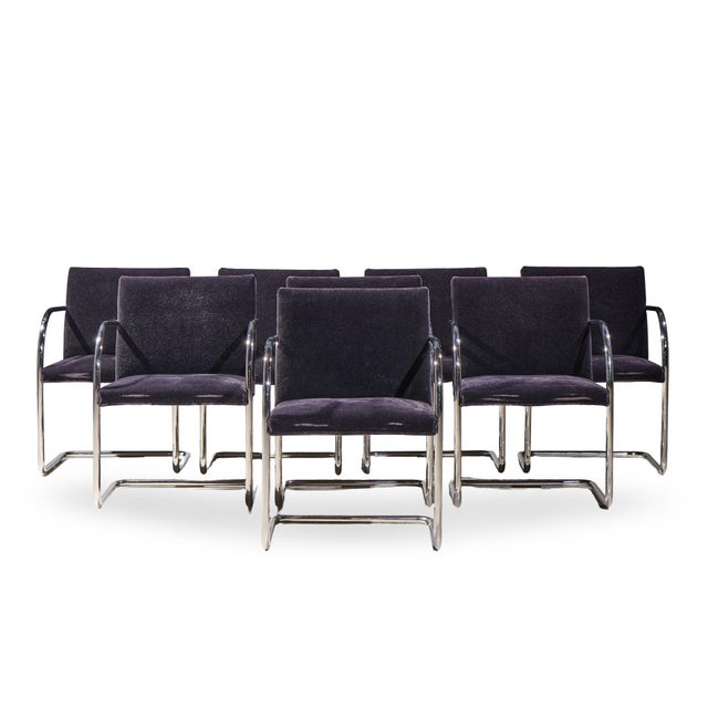 Brueton Brno Mid Century Chrome Dining Chairs - Set of 8 Each chair measures: 22 wide x 24.25 deep x 31.5 inches high,...