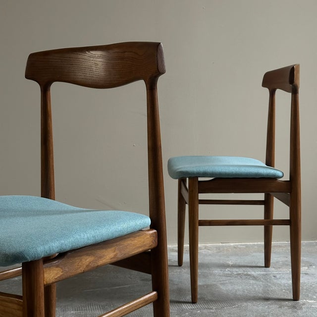 Blue Vintage Danish Chairs in Teak and Fabric, 1960s, Set of 4 For Sale - Image 8 of 11