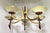 1960s Midcentury Modern Wood and Brass 5-Light Chandelier With Starburst Shades For Sale - Image 9 of 12