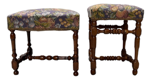 Set of 19th Century Louis XIV Tandem Walnut Stools